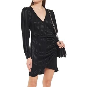 NWT Anine Bing Penelope satin wrap dress, black, small